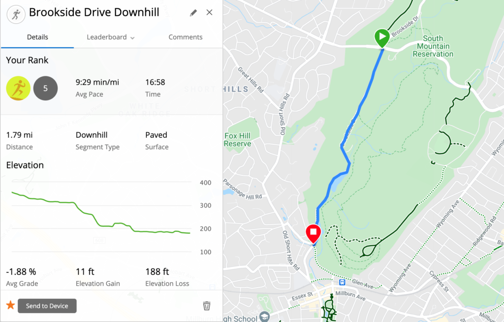 A map of Brookside Drive with elevation data.