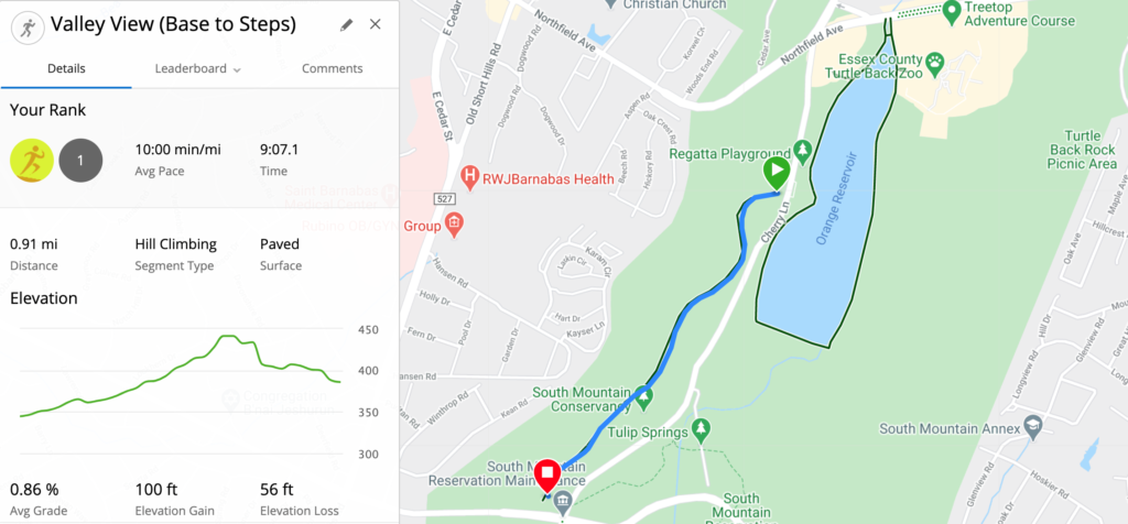 A map of Valley View Drive with elevation data.