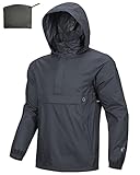 Outdoor Ventures Men's Rain Jacket Waterproof Lightweight Packable Rain Pullover for Hiking Golf Running