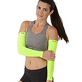 Zensah Compression Arm Sleeves - Sun, UV Protection, Thermal Regulating Sleeve, Made in USA (Neon Yellow, Small/Medium)