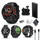 Garmin Fenix 8 47MM AMOLED Multisport GPS Smartwatch Slate Gray with Black Silicone Band, Built-in LED Flashlight, Fitness & Health Smart Watch Bundle for Men & Women