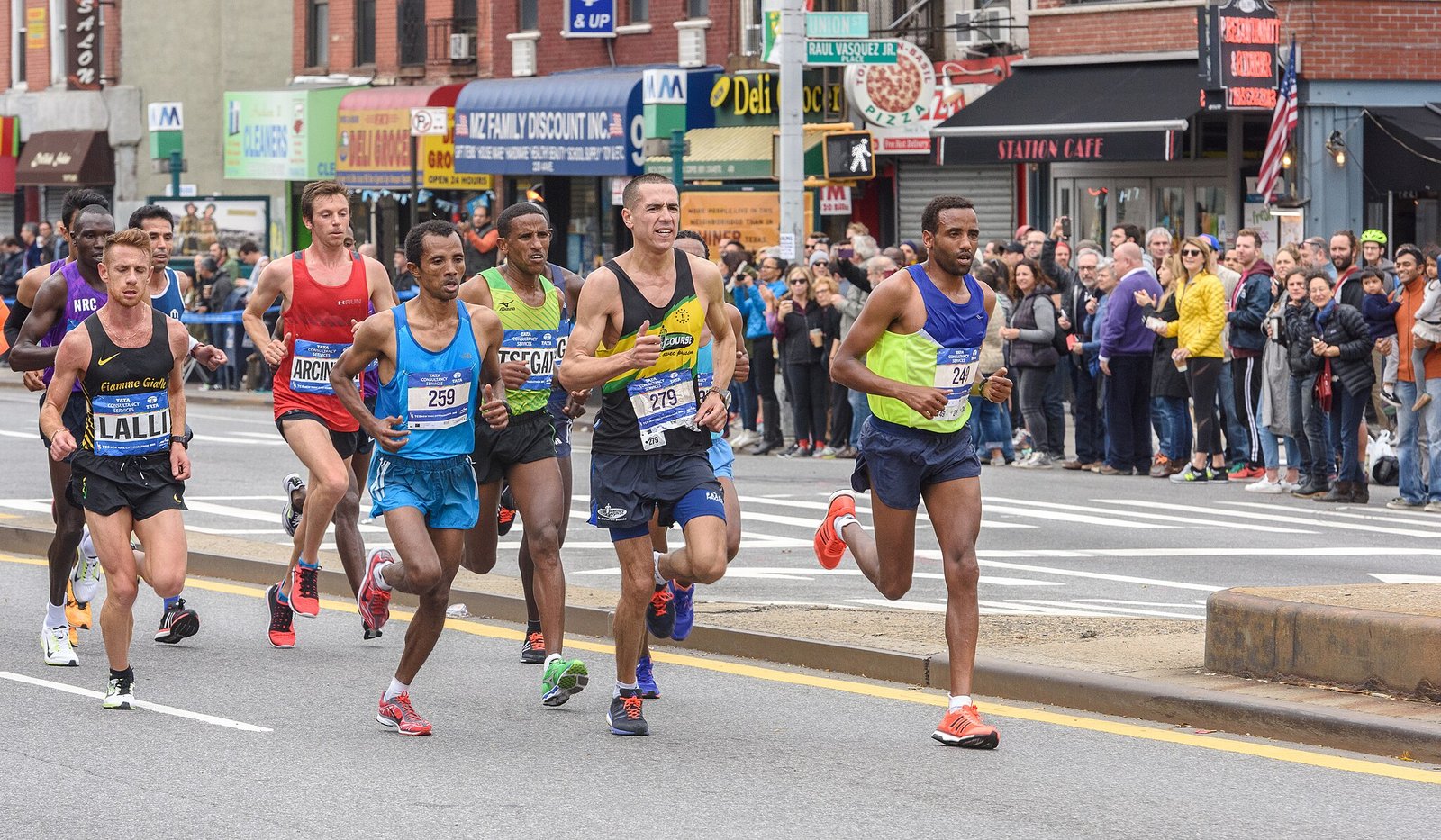 Group of men running the New York City Marathon