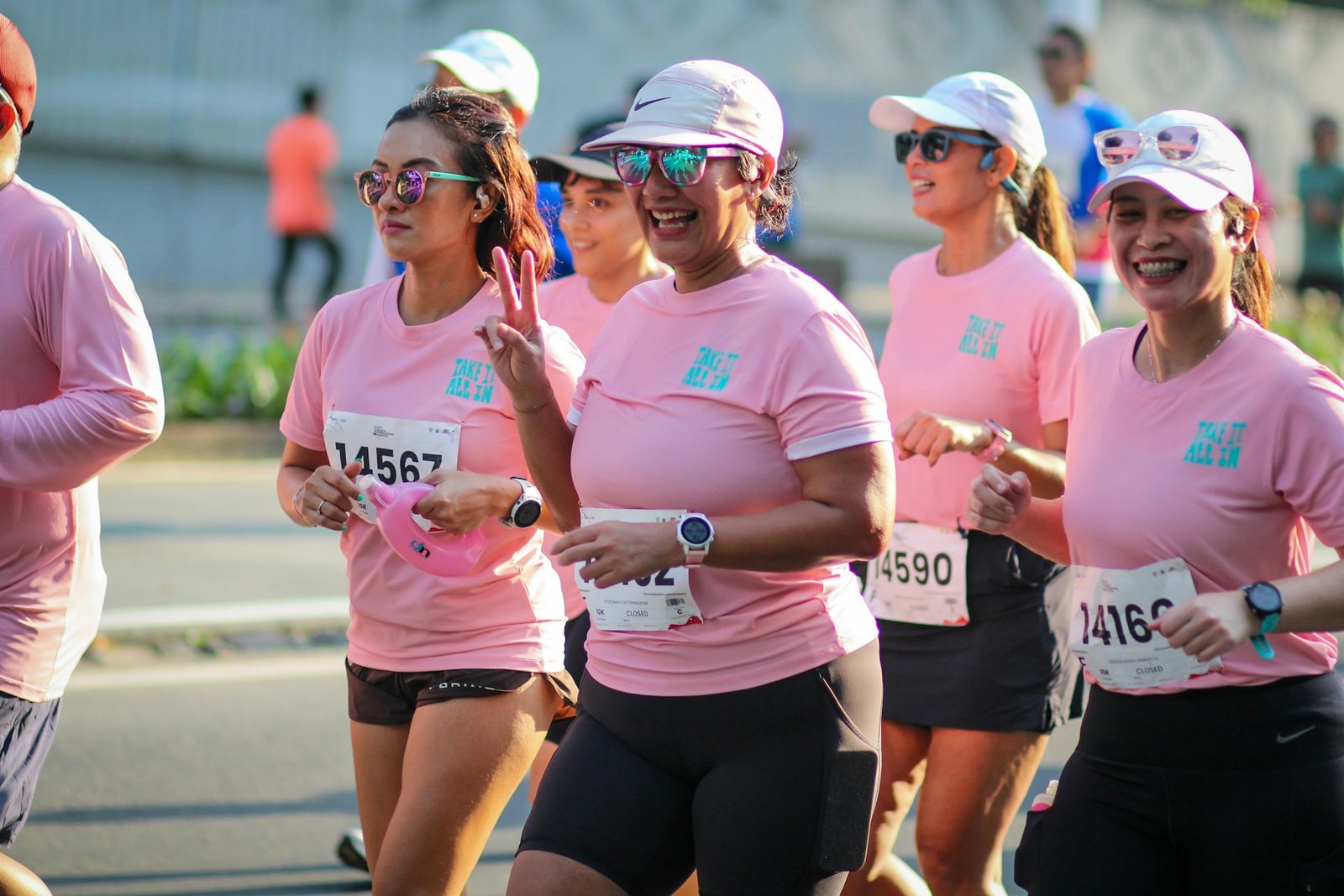 A group of women running in the Jakarta marathon